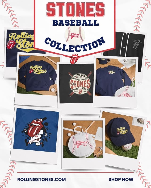 The Stones, stitched into something new…The Baseball Collection, available now. by @rollingstonesstore