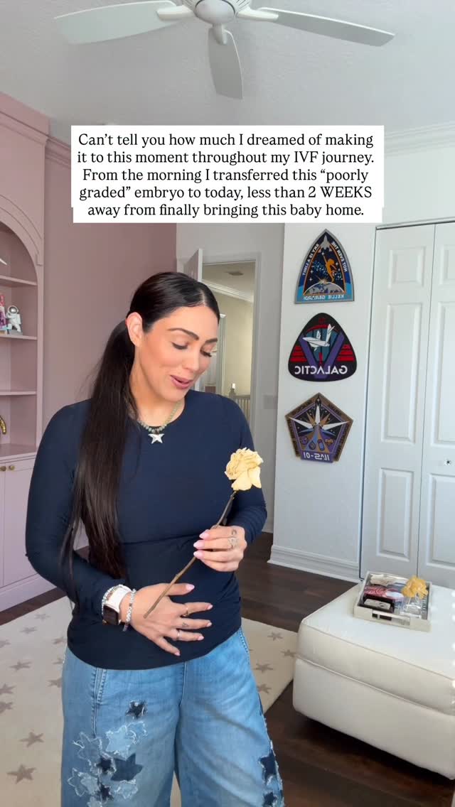 A transition 9 months in the making (8 years really, but who’s counting 🥲🤍) But somehow time skipped forward and I’m here, celebrating 37 weeks of growing this “poorly graded” embryo and getting ready to welcome Space Baby girl to the world in LESS THAN 2 WEEKS. 😭 The countdown is on!#ivfjourney #embryotransfer #fet #ivfpregnancy #pregnancyafterloss