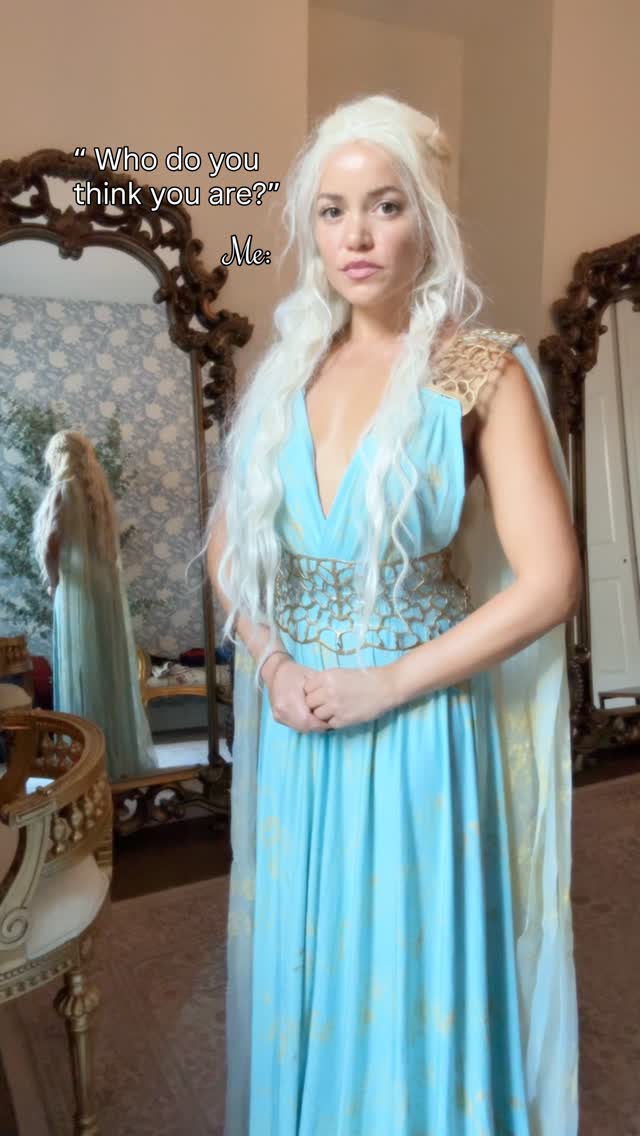 It’s been a minute since I’ve cosplayed… this vid has been collecting dust in my drafts. 🥹👉🏽👈🏽GOT fans- as you know , this audio is Missandei’s voice introducing Khaleesi. 😆”You stand in the presence of Daenerys Stormborn of House Targaryen, rightful heir to the Iron Throne, righttul Queen of the Andals and the First Men, Protector of the Seven Kingdoms, the Mother of Dragons, the Khaleesi of the Great Grass Sea, the Unburnt, the Breaker of Chains. ⛓️‍💥 “ * Then Davos Seaworth says : “This is Jon Snow. He’s King in the North. “ 🐺 🤣#GOT #gameofthrones #khaleesicosplay #breakerofchains by @nayitavp