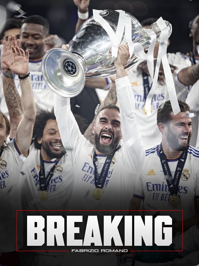 🚨 𝐁𝐑𝐄𝐀𝐊𝐈𝐍𝐆: Real Madrid plan to 𝐏𝐀𝐑𝐓 𝐖𝐀𝐘𝐒 with Dani Carvajal as free agent at the end of the season ❤️‍🩹🥺Formal steps yet to follow before the official decision but this clear direction for captain out of contract, says @theathletic.𝐍𝐨 𝐞𝐬𝐭𝐨𝐲 𝐥𝐥𝐨𝐫𝐚𝐧𝐝𝐨, 𝐭𝐮 𝐞𝐬𝐭𝐚𝐬 𝐥𝐥𝐨𝐫𝐚𝐧𝐝𝐨! 🥲🏆