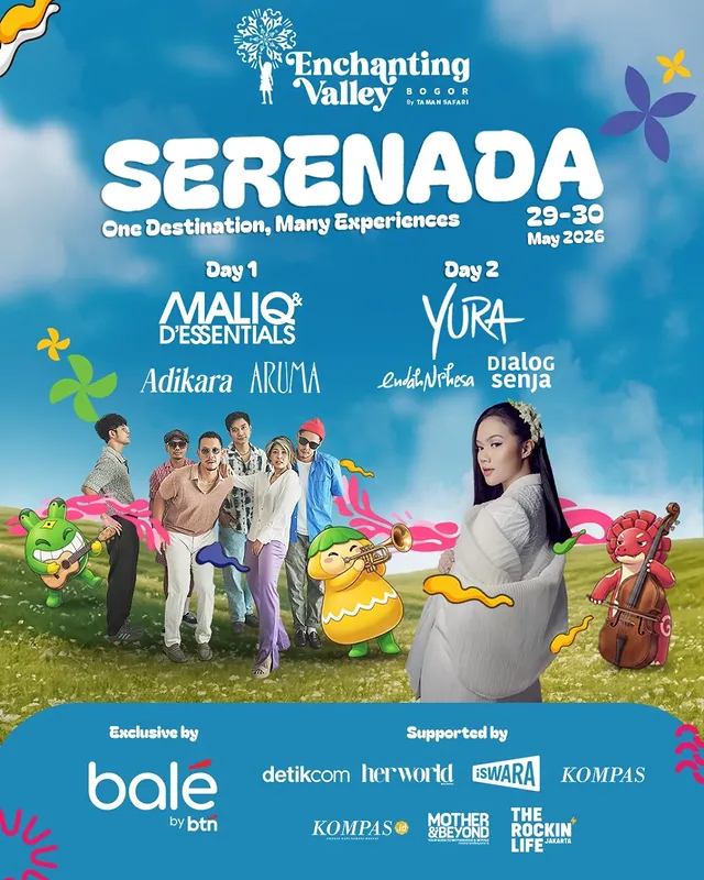 IT’S SERENADA DAY 🎶🌿✨Akhirnya hari yang ditunggu tiba 💫Weekend ini bukan cuma tentang konser, tapi tentang senang-senang satu hari penuh pengalaman di tengah alam 🍃Mulai dari:✨ eksplor serunya Enchanting Valley🍴 kulineran & nongkrong santai📸 hunting golden hour spots🌙 lalu tutup malammu dengan intimate concert under the starsDan malam ini, siap-siap sing along bareng:DAY 1 🎤 MALIQ & D’Essentials🎤 Adikara🎤 ArumaDAY 2🎤 Yura Yunita🎤 Endah N Rhesa🎤 Dialog SenjaKarena SERENADA bukan sekadar konser.Ini adalah rekreasi, musik, dan momen hangat dalam satu destinasi ✨🔥 LAST CALL OFFER 🔥🎟️ 1 Day Regular — 225K🎟️ 1 Day Premium — 250K🎟️ 2 Day Regular — 400K🎟️ 2 Day Premium — 450K🌟 Premium Ticket Benefits:• Free AICE Ice Cream 🍦• All Access Buggy Car 🚗• Free Superwheels 🎡📅 29–30 Mei 2026📍 Enchanting ValleyTicket available now on tiket.com 🎟️or check link in bio ✨Secure yours before it’s gone ✨#SERENADA #NatureMusicMoments #OneDestinationManyExperiences #EnchantingValley #Bogor by @jakartaaquarium