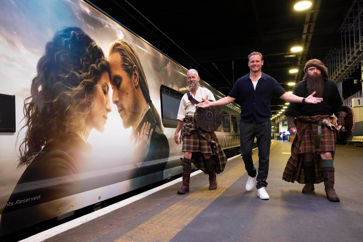 A legendary story meets an unforgettable journey. Our new Outlander wrapped coaches are now rolling across Scotland and England. 🚆🏴󠁧󠁢󠁳󠁣󠁴󠁿 In collaboration with @visitscotland and @sonypicturestv, four Caledonian Sleeper coaches have been transformed with iconic imagery from the globally loved series, celebrating the finale of Outlander’s 8th season.Featuring imagery from the series and the message ‘Discover Scotland – Home of Outlander’, this new brand takeover invites fans to enjoy a unique journey with Caledonian Sleeper to experience the real locations that brought Claire and Jamie’s story to life.#CaledonianSleeper #VisitScotland #Outlander #Sassenach #JamieFraser #SamHeughan #GallowayDistilery by @caledoniansleeper