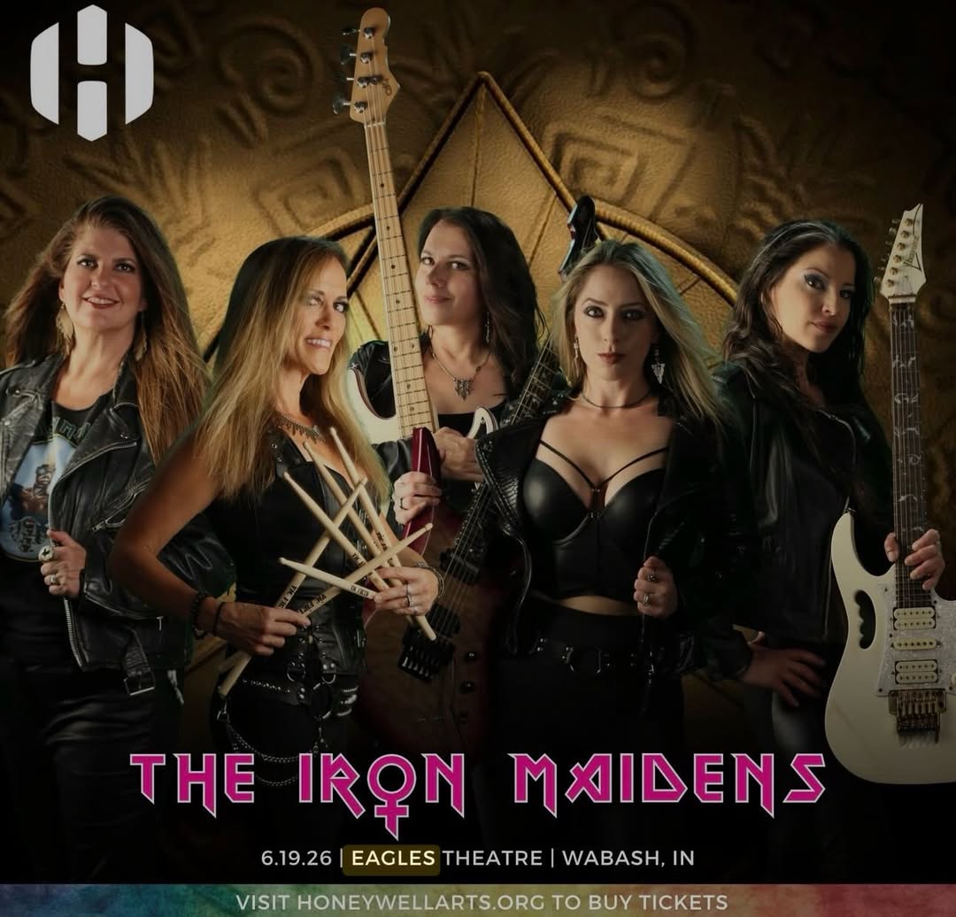Hey there WABASH, INDIANA!!! 💥Our show at the @eaglestheatre is coming up fast, and we’ve got a killer set list planned for you! We promise you won’t want to miss it! See you there on Friday, June 19th!! 🤘🏻Grab your tickets now for a night of Maiden madness! ⬇️🎫https://www.honeywellarts.org/live-shows/iron-maidens by @nikki_stringfield