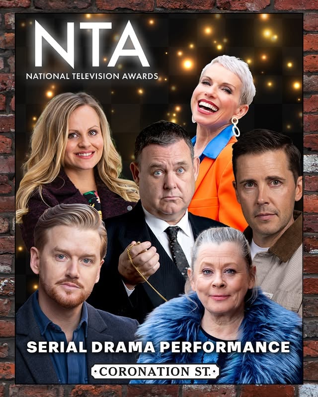✨ Longlist nominations for the National Television Awards close TONIGHT!✨Last chance to vote all things Corrie🤞: www.nationaltvawards.com (or find the link in our bio!) #Corrie @tinaob83 @suedevaney13 @tonymaudsley1 @garpierce @jane_hazlegrove by @coronationstreet
