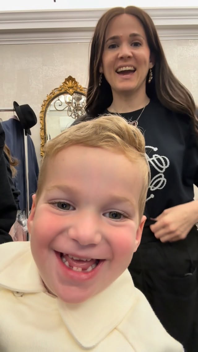 Cutie nephew of the Kallah so excited to get get his chup done 🩵Pro tip cover the face and aim the blow dryer up so the air only hits the hair and not the head or face. by @yochevedgross