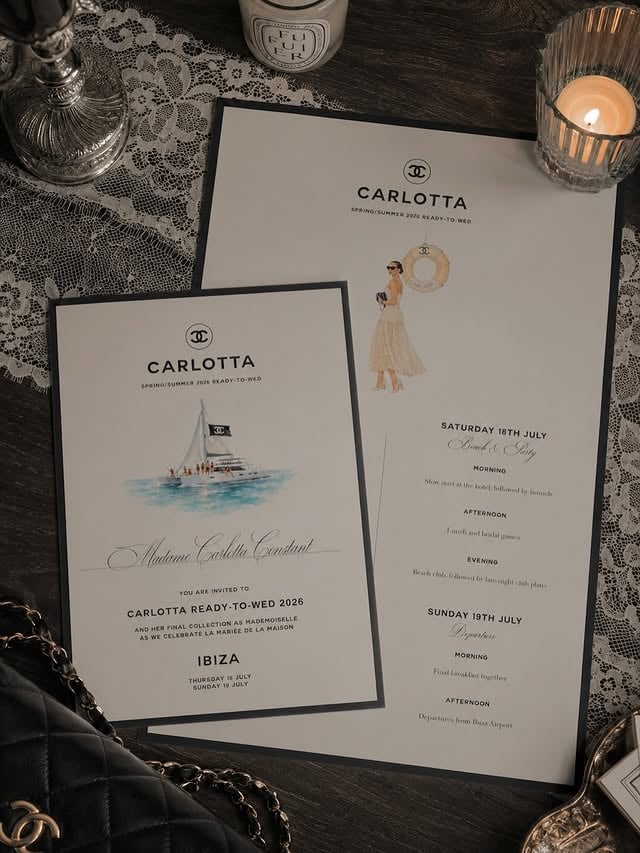 READY-TO-WED SS26 🥹👰🏻‍♀️✨🍒💃🏽🏝️just received my hen do/ bachelorette invitation !! the kind of invite that should be framed. every tiny detail is perfection - the illustrations, the stickers, the fact it somehow feels like a mood board and a love letter all at once 🤍ibiza with my favourite people. feeling very lucky & very loved ✨ (& now accepting donations in the form of chanel)designed by my angel @michiel.steur 🫶🏼 by @carlottaconstant