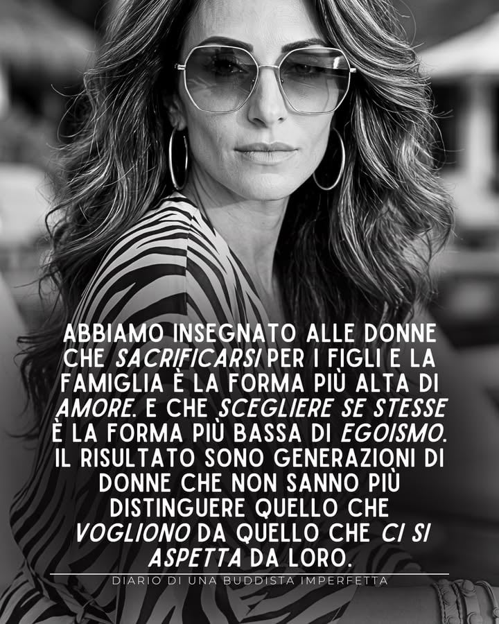 Il mondo ha deciso cosa deve essere una donna, quando e come e con chi e ha chiamato tutto questo femminilità. 

Ha deciso che sacrificarsi è amore e che scegliere se stessa è egoismo e ha costruito un copione così perfetto che quasi nessuna si è accorta di recitarlo. 

Alcune lo hanno seguito fino in fondo e si sono perse dentro una vita che non riconoscono più come loro. Altre hanno detto no, in silenzio, con una chiarezza che fa paura, e ancora oggi devono difendersi da un mondo che le tratta come se avessero sbagliato qualcosa di fondamentale. 

Il coraggio non è sempre quello che sembra. E il rimpianto nemmeno. 

Salva questo se ti riconosci. Mandalo a qualcuno che ne ha bisogno. 

#labuddistaimperfetta #diariodiunabuddistaimperfetta #ailiv #ailivacademy #scritturaonesta