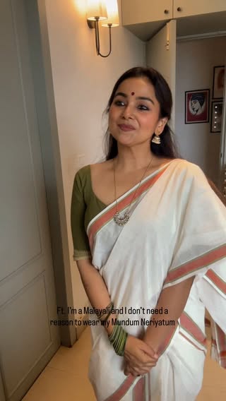 Growing up in Kerala, I watched my aunts wear Mundum Neriyatum as part of their everyday life. There was something about its simplicity, ease and elegance that I always loved. Today, I don’t like to wait for a season or an occasion to wear mine. It makes me happyyyy, so I wear it. And it became a part of my everyday too. 🤍
Blouse : @thaiyalpura 
Jewellery : @pureallurejewellery 
#mundumneriyatum