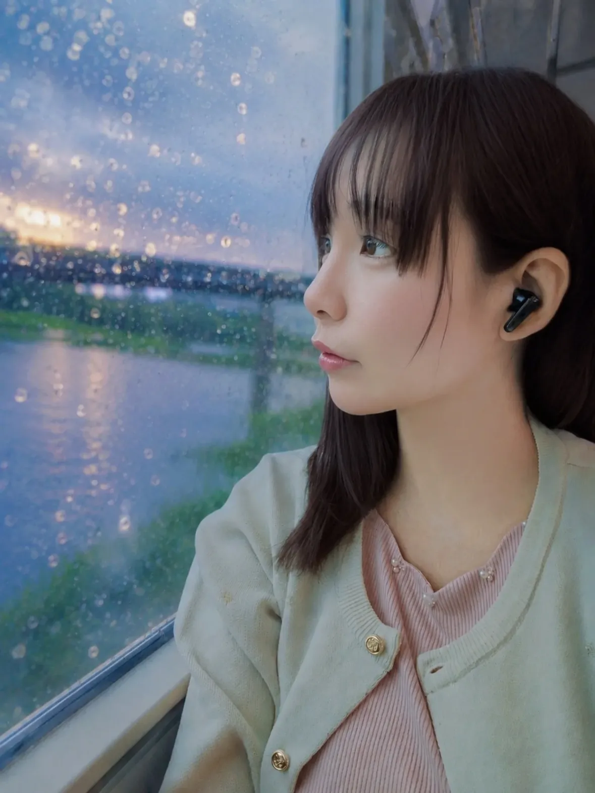 *。
昨日は、電車のなか、停電で暗くなって…
何時間も止まっていました。

ただ時間がすぎていって、
生放送に間に合わなくなったとき、 
なんだか涙がぽろぽろあふれてきました…

でも、そんな静かな時間に、いろんなことを考えました。

雨に滲む夕方の景色を眺めながら、ぼんやりと 𓂃 𓈒𓏸

たくさん頑張ってきた人に、
これから穏やかな時間が たくさん降りそそぎますように。

そんな、祈りみたいな気持ち。

☔️

#車窓　#祈り　#雨粒
#夕暮れ　#好き