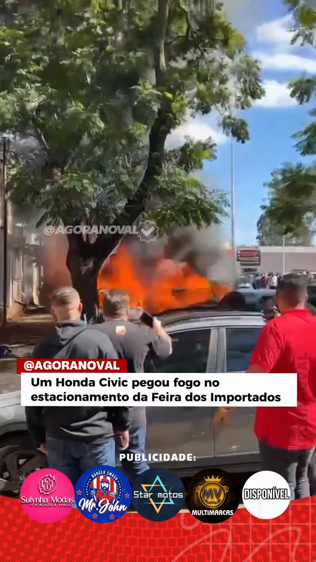 🚨Um Honda Civic pegou fogo no estacionamento da Feira dos Importados, no SIA, e as chamas acabaram atingindo outro veículo que estava estacionado ao lado.Até o momento, não há informações oficiais sobre o que teria provocado o incêndio. As causas e a dinâmica da ocorrência deverão ser apuradas pelas autoridades competentes.Imagens registradas no local mostram o veículo completamente tomado pelas chamas, gerando preocupação entre comerciantes e frequentadores da região. Apesar dos danos materiais, não há confirmação de feridos até o momento.Crédito: @coisasdogamaa by @agoranoval