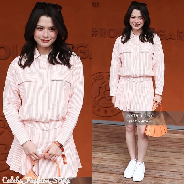Rebecca Patricia Armstrong attends the 2026 French Open -Roland Garros in Paris. She is wearing Lacoste. Girl is literally in a different city everyday. by @celebs_fashion_style