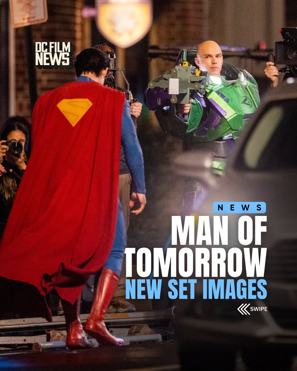 New images emerged from the set of ‘MAN OF TOMORROW’ offering the best looks at David Corenswet and Nicholas Hoult as Superman and Warsuit Lex Luthor.

Is it July 9, 2027 yet?!

#superman #manoftomorrow #dccomics #movies #film