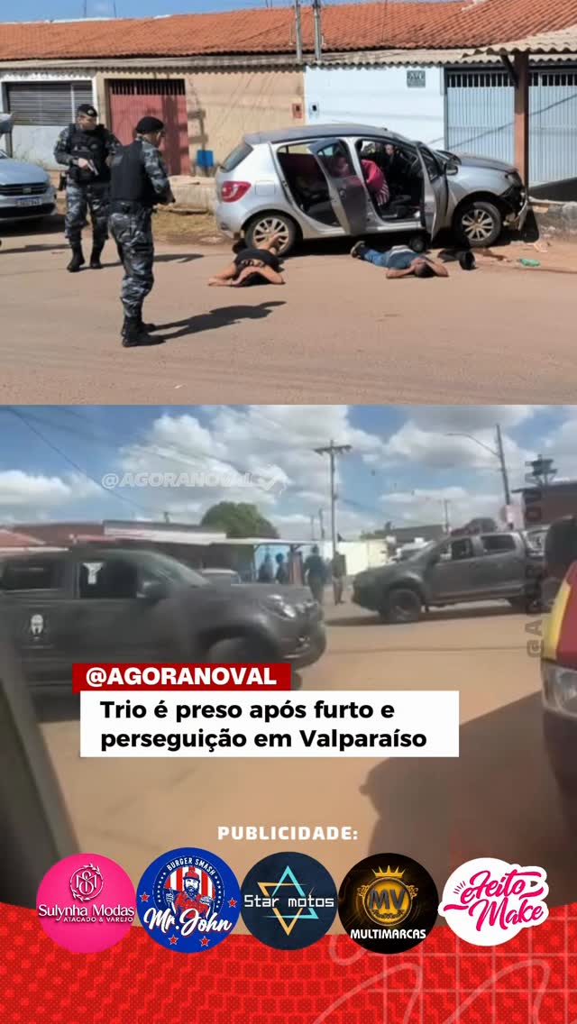 AGORA NO VAL 🚨 🚨 Choque prende trio suspeito de furtos a residências em ValparaísoPoliciais do 2º Batalhão de Choque prenderam três pessoas suspeitas de integrar uma organização criminosa especializada em furtos a residências. O grupo foi localizado após cometer um furto no Gama (DF) e tentar fugir para Valparaíso de Goiás.Durante a perseguição, os suspeitos desobedeceram a ordem de parada, sofreram um acidente e tentaram fugir a pé, mas foram capturados pelos policiais.Com o trio, foram recuperados diversos objetos furtados reconhecidos pela vítima. A PM também constatou que o veículo utilizado era produto de furto/roubo, possuía placas adulteradas e era proveniente do estado do Rio de Janeiro.Os três foram presos em flagrante pelos crimes de furto qualificado, receptação e adulteração de sinal identificador de veículo automotor.🚔 Resultado da ação: 3 presos, objetos recuperados e um veículo roubado recuperado. by @agoranoval