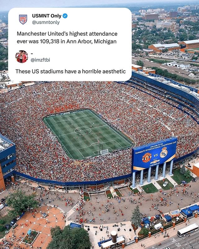 The European mind can’t even comprehend that the United States has high school and college stadiums that are nicer than most of Europe 😂 by @usmntonly