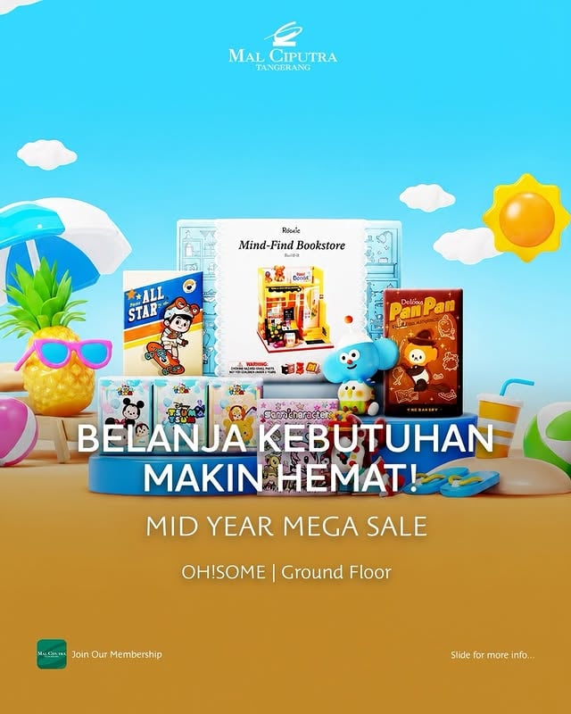 🎉 MID YEAR MEGA SALE OH!SOME x GrabMart! 🎉Belanja kebutuhan favoritmu sekarang makin hemat! 🔥 Mulai dari Rp3.000*⚡ Diskon eksklusif🚚 Diskon ongkir⭐ Khusus pembeli baru🎫 Voucher kuota terbatasMulai dari skincare, kosmetik, snack, mainan, aksesoris, hingga kebutuhan sehari-hari, semuanya bisa kamu dapatkan lebih praktis lewat GrabMart! 💚 Jangan sampai ketinggalan promo spesial pertengahan tahun ini. Buruan checkout sebelum voucher habis!!#ohsomemalciputratangerang #promoohsome #malciputratangerang #belanjaapapundapathadiah by @malciputratangerang