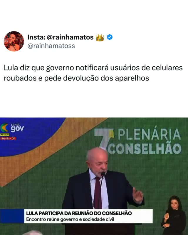 O presidente Luiz Inácio Lula da Silva afirmou que o governo pretende ampliar as ações do programa Celular Seguro e enviar notificações para pessoas que estejam utilizando aparelhos com registro de roubo ou furto.Segundo Lula, o governo possui informações sobre cerca de 2,5 milhões de celulares roubados e pretende alertar os atuais usuários desses aparelhos para que façam a devolução. O presidente afirmou que quem permanecer com um celular roubado poderá enfrentar consequências legais.Durante o discurso, Lula destacou que muitas pessoas acabam adquirindo aparelhos mais baratos sem saber ou sem verificar a origem do produto. Ainda assim, defendeu que a medida é necessária para combater o mercado de celulares roubados e aumentar a segurança da população.A iniciativa faz parte das ações do programa Celular Seguro, criado pelo Ministério da Justiça para auxiliar no bloqueio e rastreamento de aparelhos roubados ou furtados. Segundo o presidente, a expectativa é aumentar a proteção dos cidadãos e reduzir os crimes relacionados ao roubo de celulares no país.🎥: @govbr 🏐 by @rainhamatos
