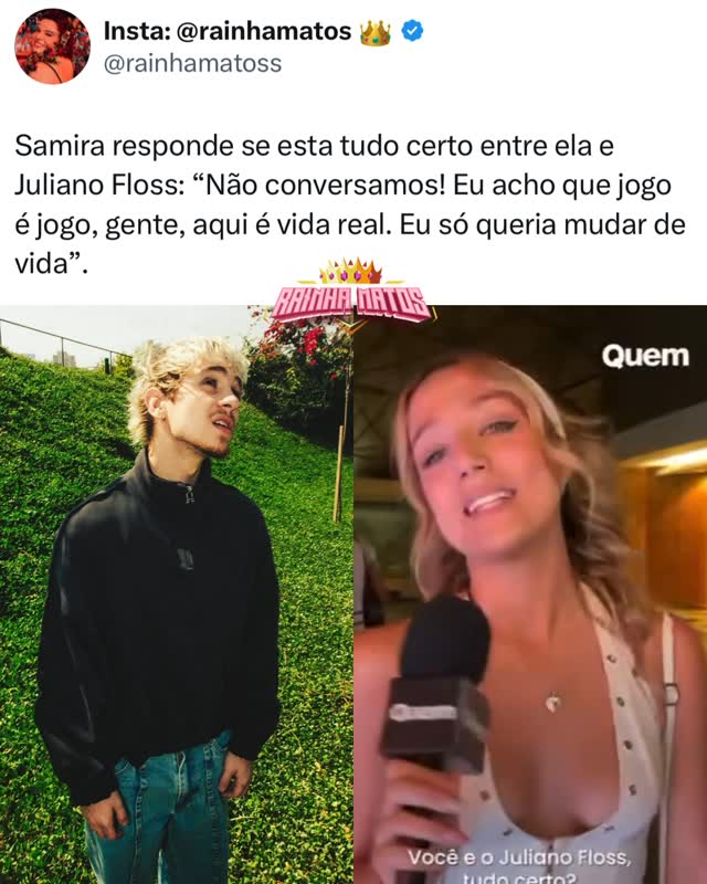 Samira responde se esta tudo certo entre ela e Juliano Floss: 

“Não conversamos! Eu acho que jogo é jogo, gente, aqui é vida real. Eu só queria mudar de vida”.

🎥: @quem 🏐