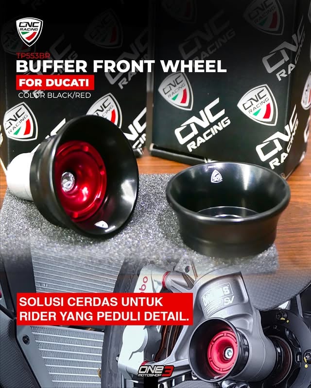 Front wheel buffer by @cncracingofficial for DUCATIDesigned to reduce damage to the fork and axle.Made from CNC-machined alumunium, they provide effective protection and a racing look that integrates perfectly with the style of the bike.Lightweight, strong, and plug-and-play, essential for rider who want maximum safety on the road and track👌🏼#one3cncracing ____________________________________________________________________________Silahkan Komentar dan Sharenya yaa guys 🙌____________________________________________________________________________Need more info about parts, bike service, and problem solving, please contact our sales & service advisor at:@aldo.one3motoshop - 087872049997@jmsone3motoshop - 087782170563@fui_one3motoshop - 081283755734@abdu.one3motoshop13 - 081234510291@herman.one3motoshop - 081346610601Dont forget to watch our latest video at One3 Motoshop youtube channel! We share and spill our thought there!Lets ride! Stay safe! and Living our passion!#DrivenByPassion #One3Motoshop by @one3motoshop