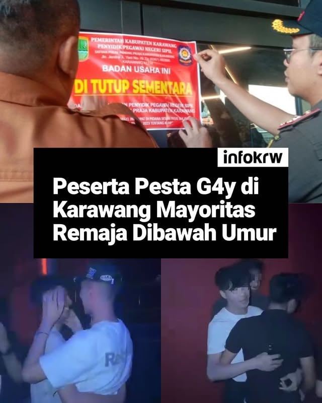 Sekretaris Daerah Kabupaten Karawang, Asep Aang Rahmatullah, mengungkapkan fakta mengejutkan terkait peristiwa pesta gay di Helen’s Night Mart, Karawang. Para peserta pesta mayoritas di bawah umur.

Kejadian yang berlangsung pada Sabtu (6/6/2026) malam tersebut kini tengah ditangani secara serius oleh lintas sektor. Merespons kejadian tersebut, Satpol PP Kabupaten Karawang langsung bergerak cepat pada Minggu (7/6/2026).

Puncaknya, penyegelan resmi dilakukan pada Senin (8/6/2026) siang untuk menghentikan operasional lokasi tersebut.

“Ini sudah kita tangani dengan Forkopimda, saat ini Polres tengah melakukan upaya penyelidikan. Ini kita berbicara kronologis dulu yah. Kejadian dari malam minggu Minggu siangnya viral, dan kami langsung bergerak cepat meminta Kasatpol PP untuk mengkonfirmasi dan memastikan lokus peristiwa ini,” kata Aang di Kantor Sekretariat Daerah Kabupaten Karawang, dilansir detikJabar, Selasa (9/6/2026).

Berdasarkan hasil konfirmasi dari pihak Satpol PP, pengelola Helen’s Night Mart Karawang mengakui peristiwa tersebut terjadi. Atas dasar pengakuan itu, Pemkab Karawang mengambil langkah tegas dengan melakukan penyegelan sementara tanpa batas waktu yang ditentukan.

Menyikapi persoalan sosial ini, Pemkab Karawang tidak tinggal diam. Upaya pembinaan kini tengah dirancang dengan melibatkan kolaborasi lintas instansi, mulai dari Dinas Sosial, DP3A, Dinas Kesehatan, Dinas Pendidikan, hingga DPPKB.

“Nah saat ini kami berupaya melakukan pembinaan ke depan, bahwa penanganan kasus LGBT ini bukan hanya tanggung jawab pemerintah daerah. Karena mayoritas pelaku dalam video ini merupakan remaja di bawah umur,” ucap Aang.

Sumber Detik.com #infokrw #karawang #laporanwargakrw
