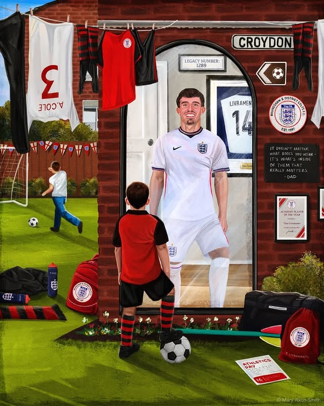 Garden kickabouts with his brother and representing Roundshaw started it all for Tino Livramento 🏡⚽️#ThreeLions | #FIFAWorldCup🎨 by @maryaxonsmith